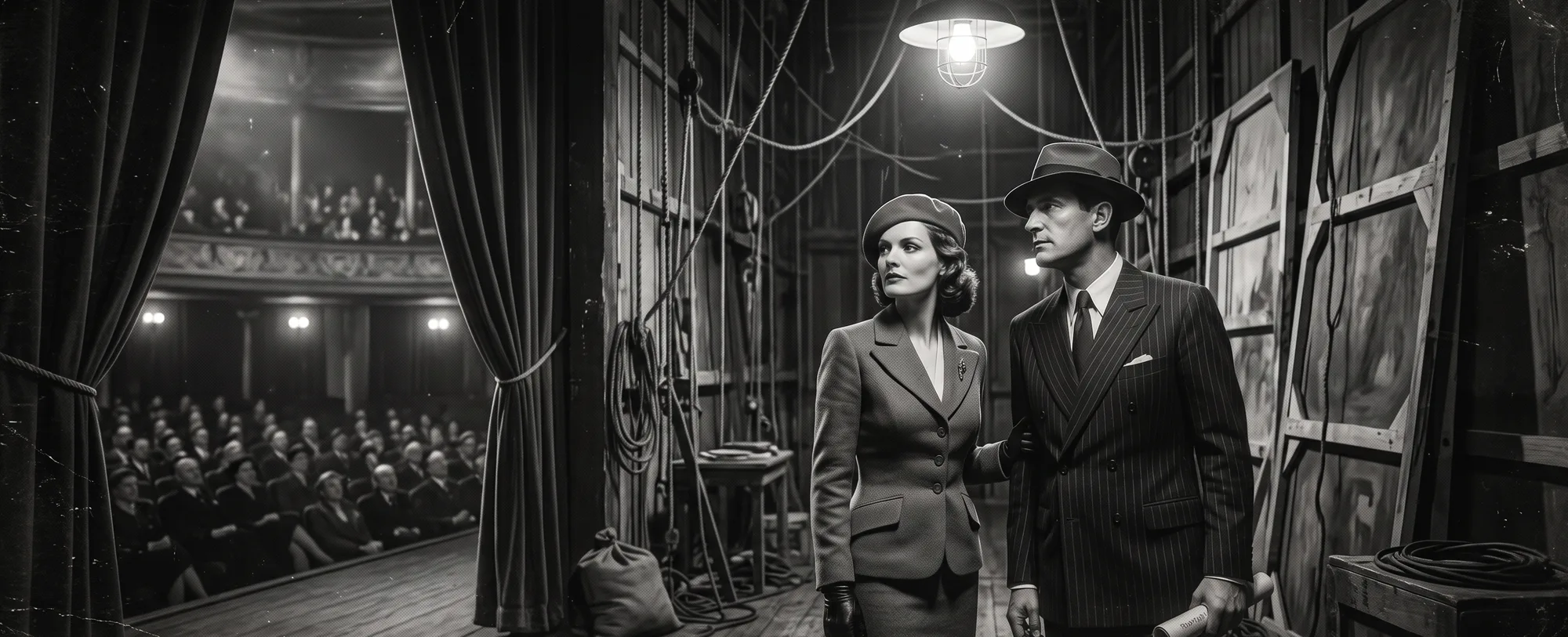 Clyde and Bonnie backstage, a full house behind the curtain